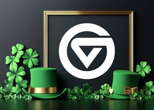 GV logo surrounded by shamrocks and green hats.